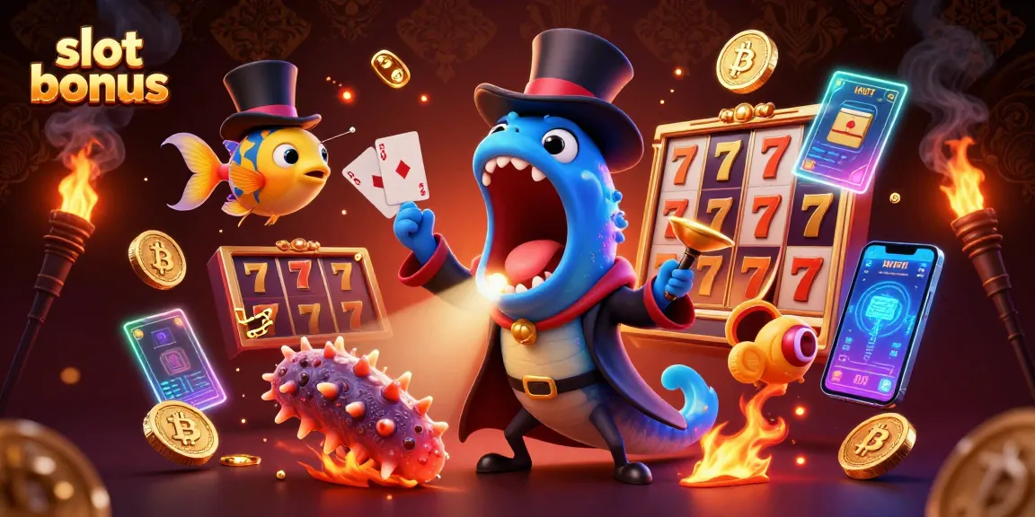 Engage with the exciting slot bonus experience through a vivid scene featuring whimsical characters in a lively casino.