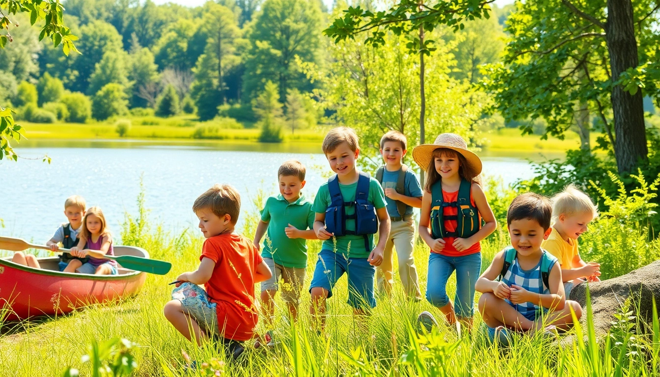 Engaging activities at Illinois summer camps show children exploring nature and adventure.