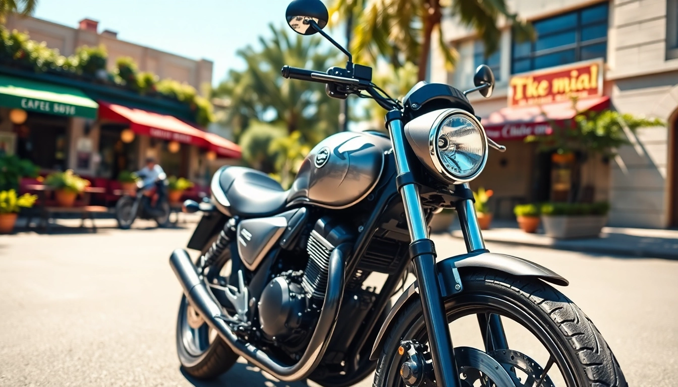 Captivating view of budget DOT approved motorcycles for sale on an urban street, highlighting features.