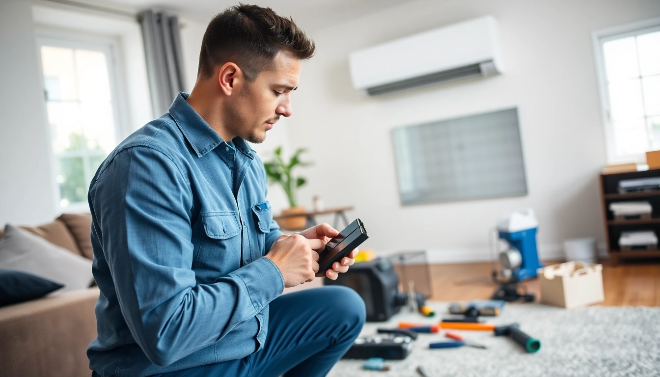 HVAC repair north salem technician efficiently repairing a unit in a modern home environment.