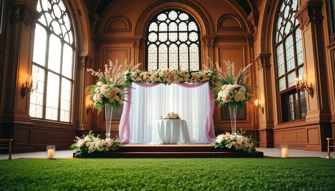 Stunning Jacksonville Wedding Venue setup with floral decorations and elegant architecture.