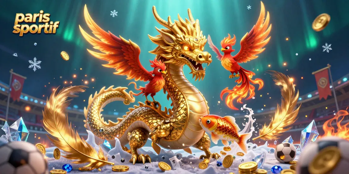 Pariez sur le paris sportif avec des éléments de jeu captivants incluant un dragon doré et un phoenix.