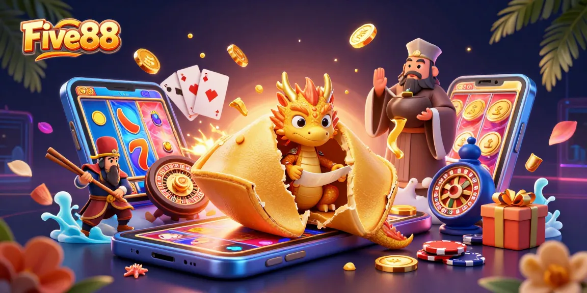 Experience winning moments with Five88's vibrant 3D casino adventure featuring animated fortune elements.