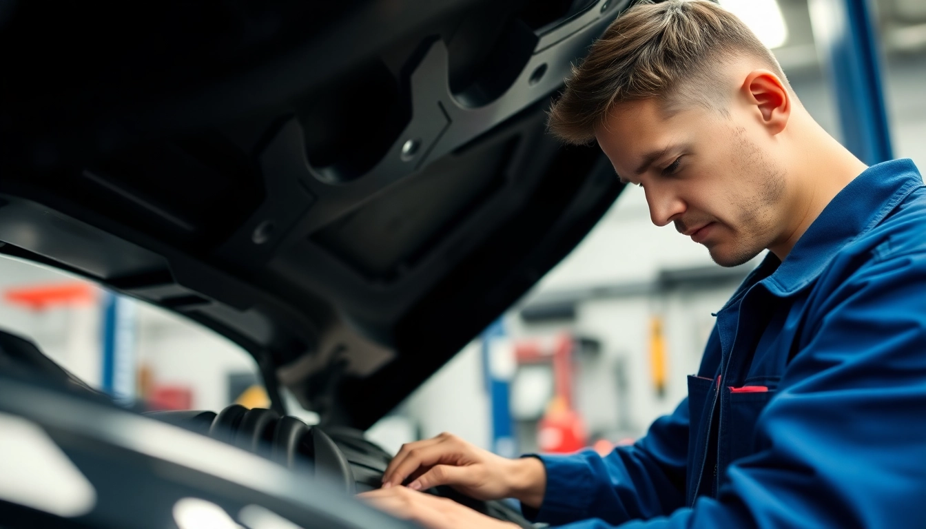 Inspecting engine for extended auto warranty coverage in a professional garage setting