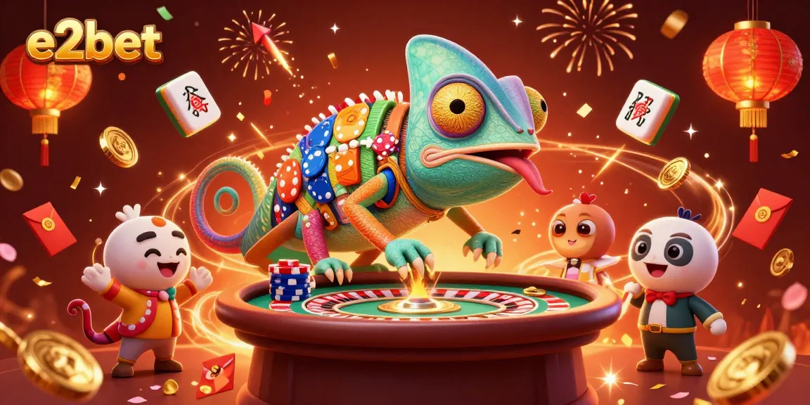 Join the excitement at e2bet, where a colorful chameleon owner captivates with unique gaming moments.