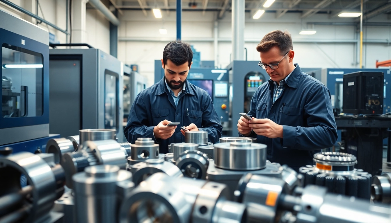 Custom part manufacturer showcasing precision machining and quality control in a high-tech environment.