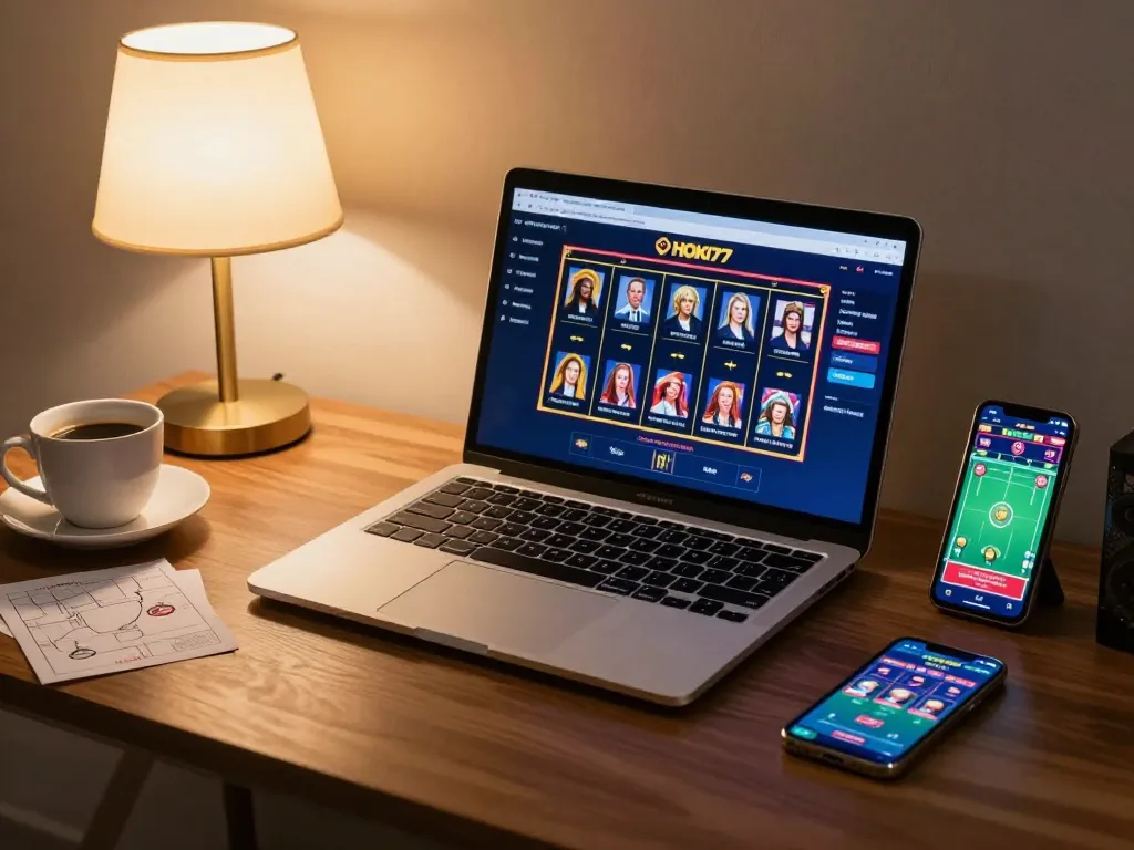 Mainkan slot online HOKI77 dalam pengaturan permainan yang nyaman dengan laptop dan smartphone