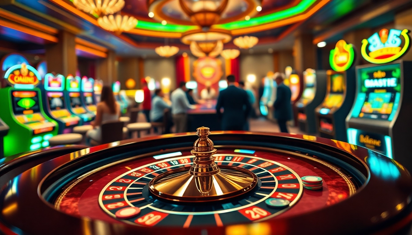 Players enjoying excitement at 99OK COM casino with roulette and poker games.