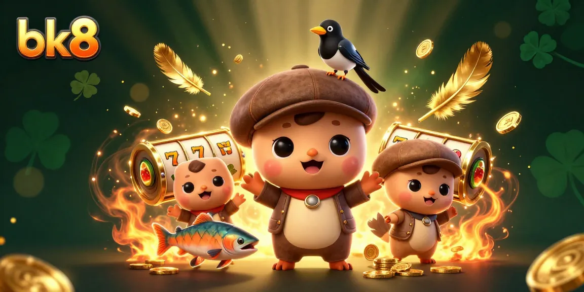 Experience thrilling gaming with bk8’s vibrant 3D illustration featuring casino-themed playful characters.