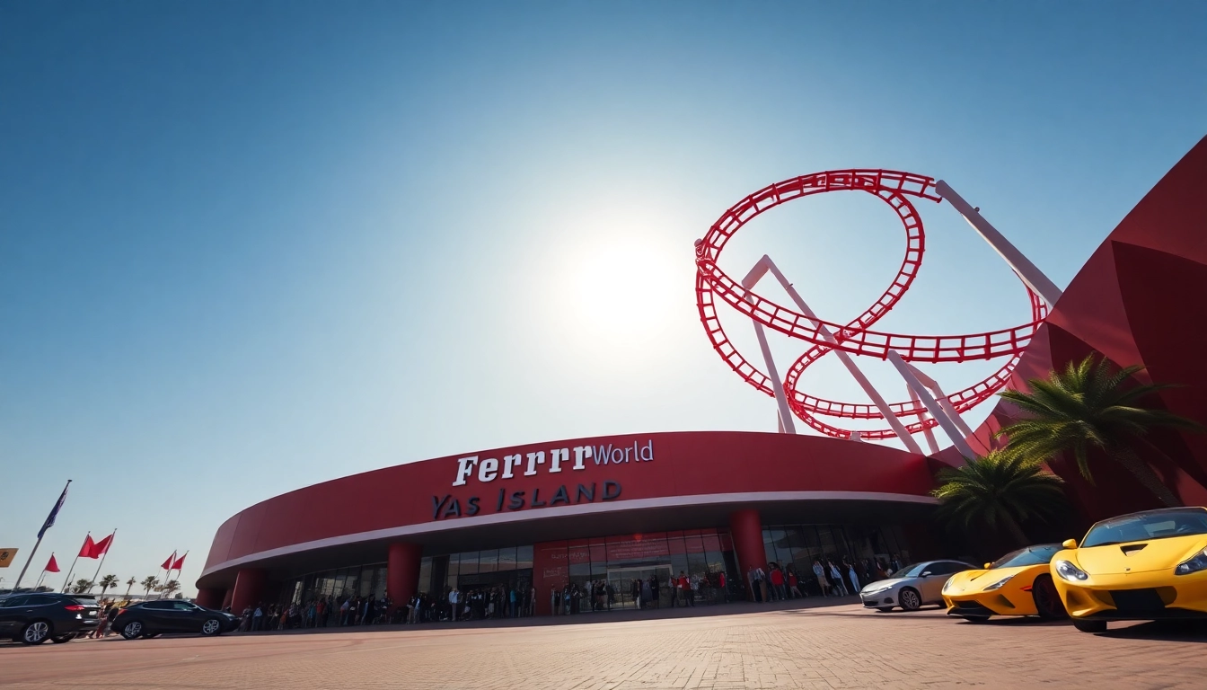 Experience excitement at Ferrari World Yas Island, Abu Dhabi, with the roller coaster and stunning architecture.