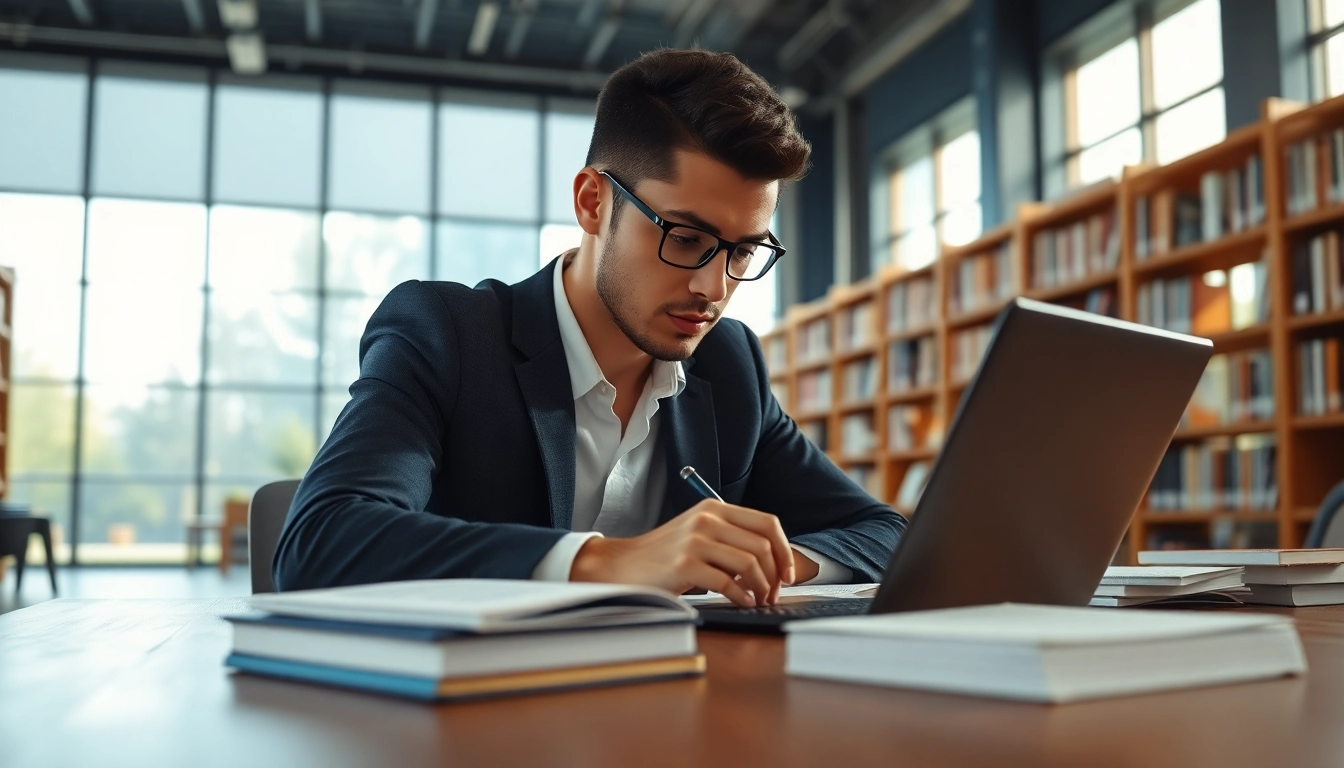 Hire someone to take lsat for you while studying in a modern, well-lit library.