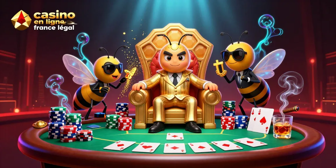 Jouer pour gagner au casino en ligne légal en France avec un boss de la mafia abeille à la table de poker.