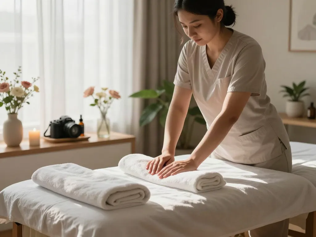 Experience a high-quality 정왕동출장마사지 in a serene home setting with soothing elements.
