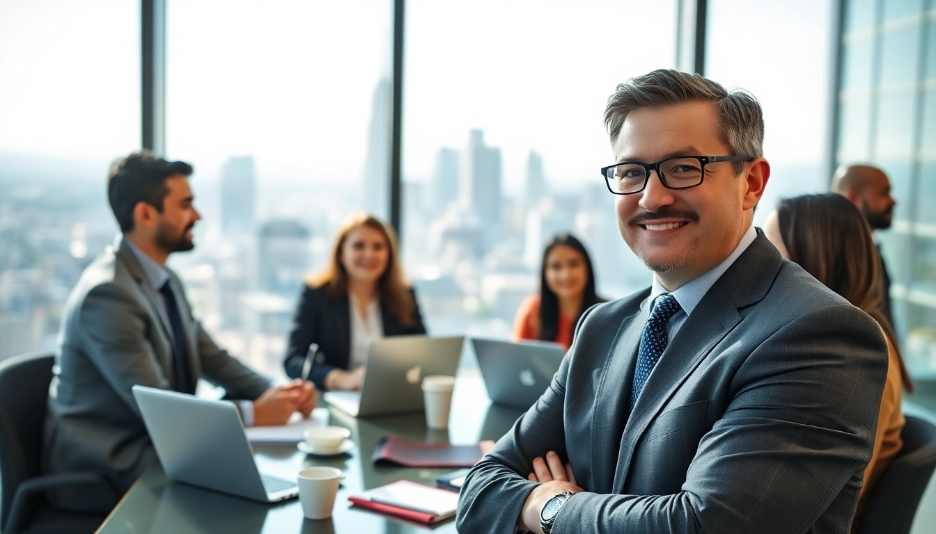 Engaging business coach san Francisco consulting with clients in a modern office.