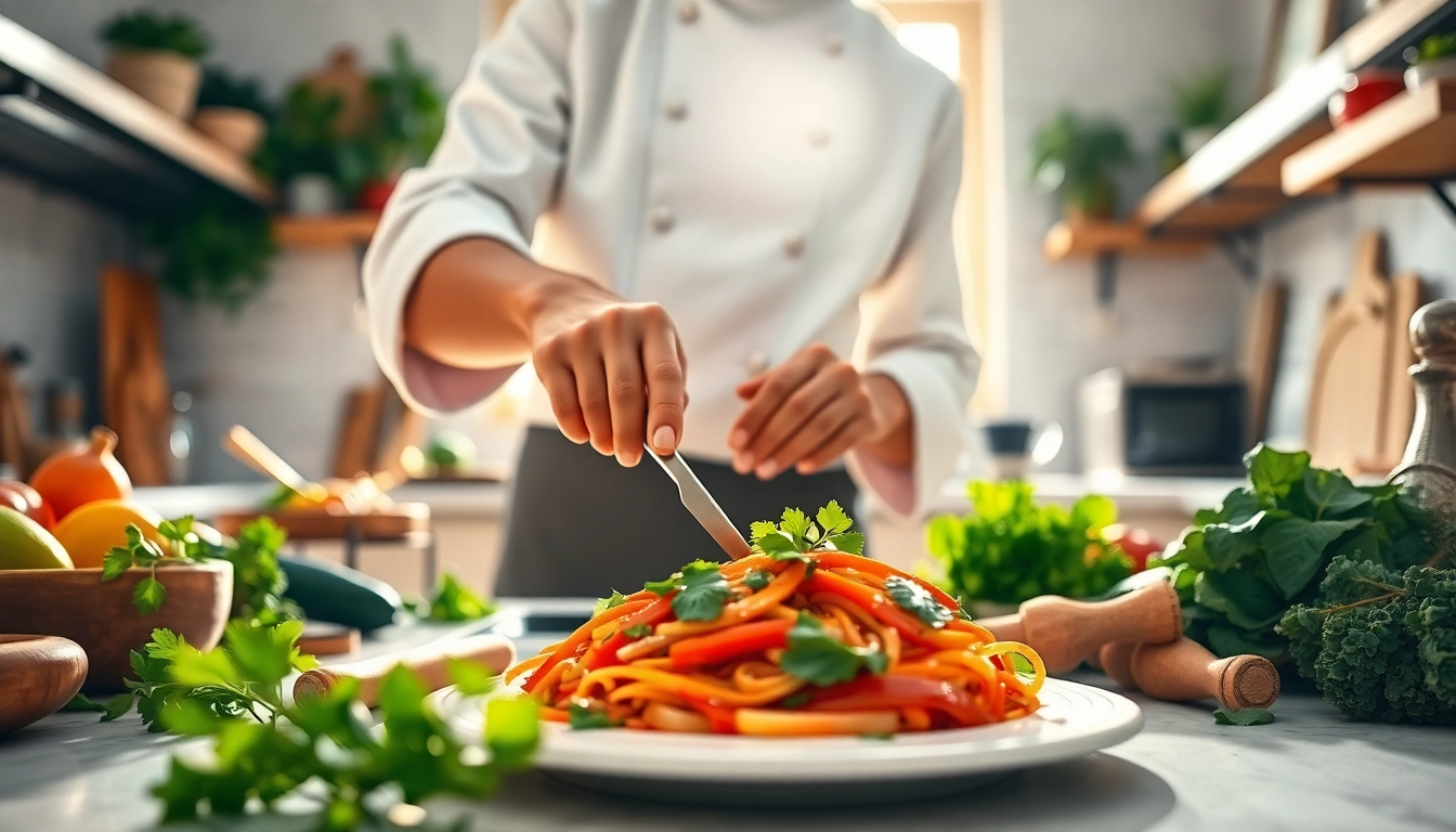 Dishfacts showcases a chef expertly preparing a colorful dish with fresh ingredients.