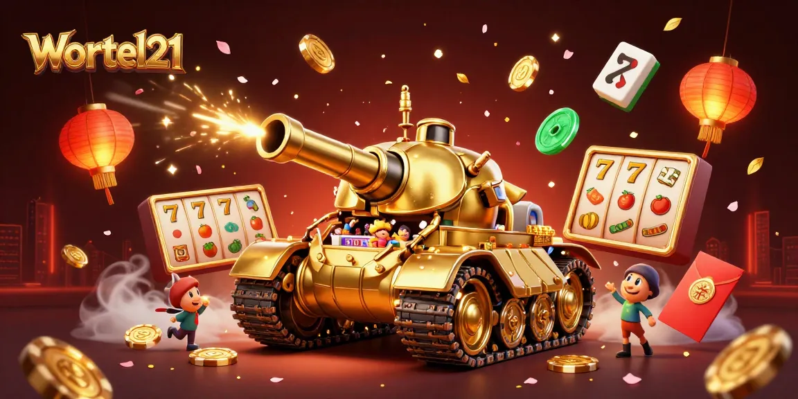 Wortel21 features a massive golden beetle tank revealing a lively casino with slot machines and confetti.
