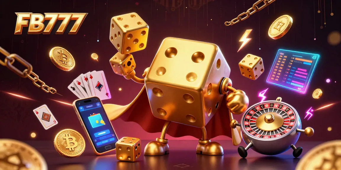 Engage with the thrilling world of FB777, showcasing dynamic gaming elements with glowing cryptocurrency coins and cartoon characters.