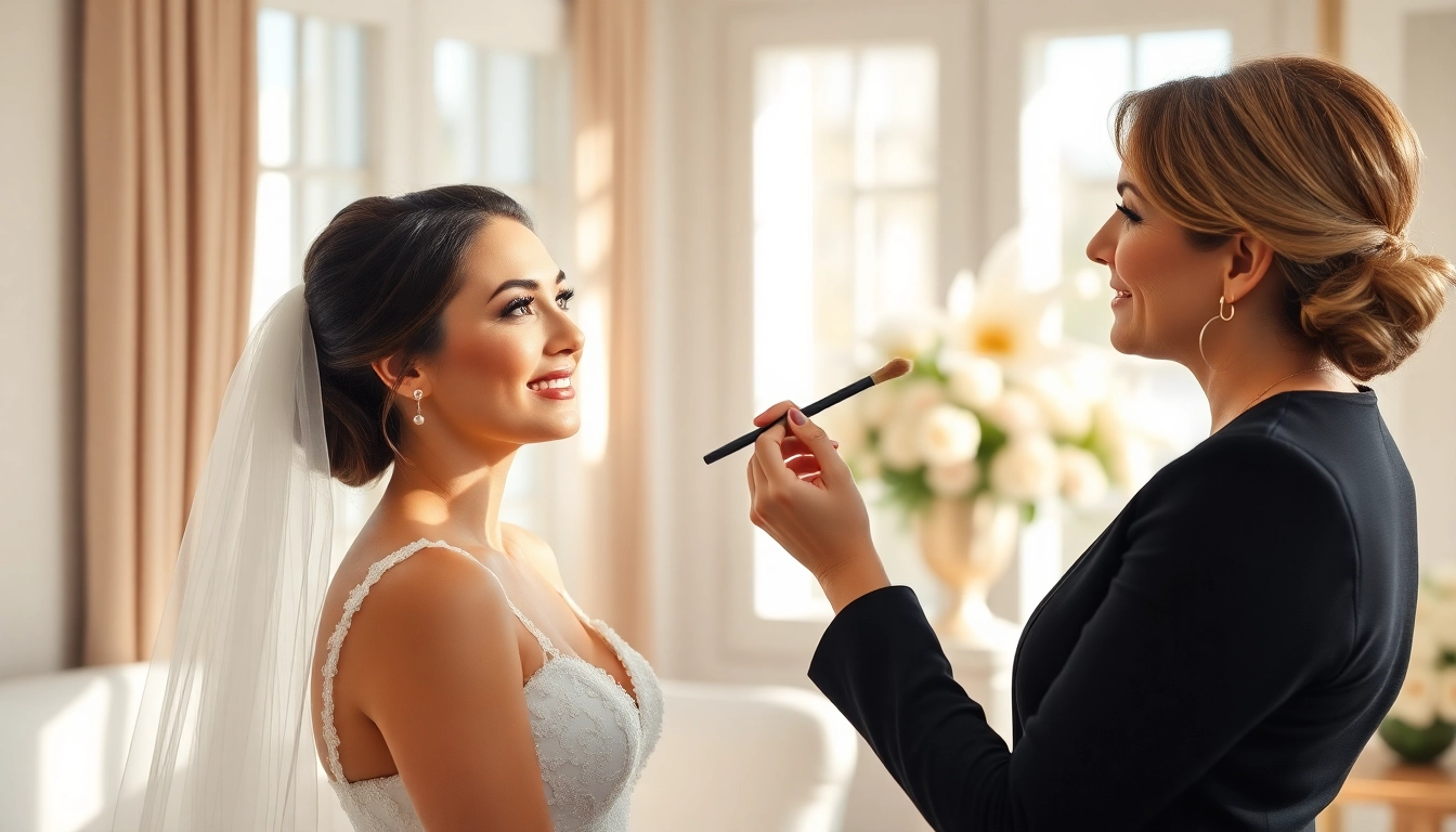 New Jersey makeup artist applying bridal makeup in an elegant suite with natural light.
