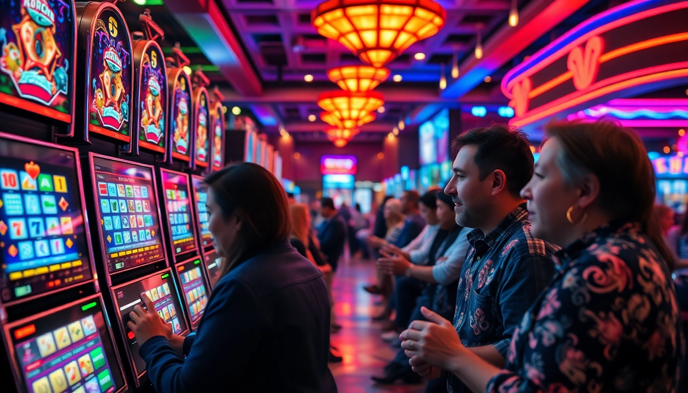 Menyaksikan permainan slot777 di kasino dengan suasana penuh semangat.