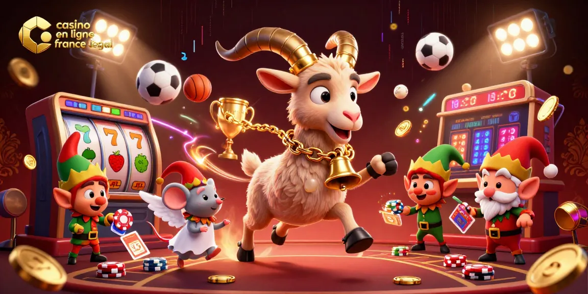 Illustration de Krampus animant un casino horrible, avec des éléments de jeu de casino en ligne France légal.