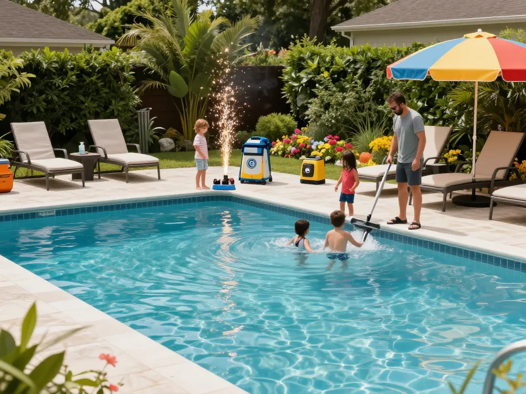 Dolphin Pool Services enhances family enjoyment by maintaining a pristine swimming pool in Virginia.