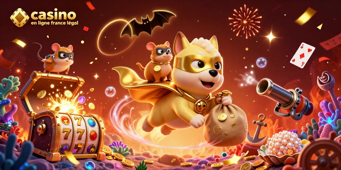 Gagnez des jackpots avec des jeux au casino en ligne France légal, mettant en avant une illustration vibrante et dynamique.