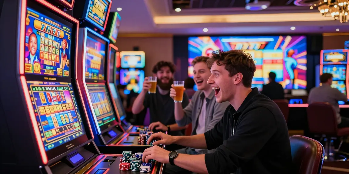 Excited player experiencing the thrill of slot777 gaming in a vibrant casino environment.