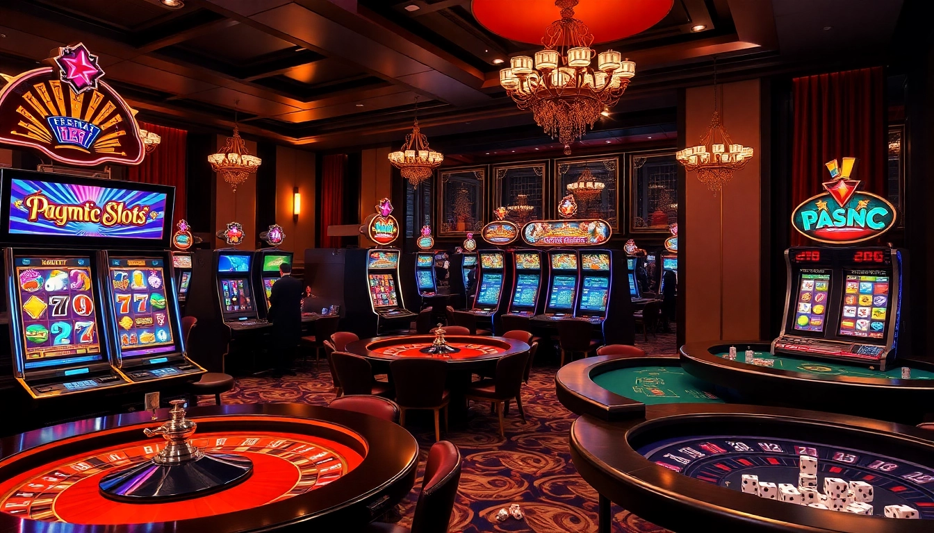 Exciting gaming atmosphere featuring pragmatic slot machines in a luxurious casino.