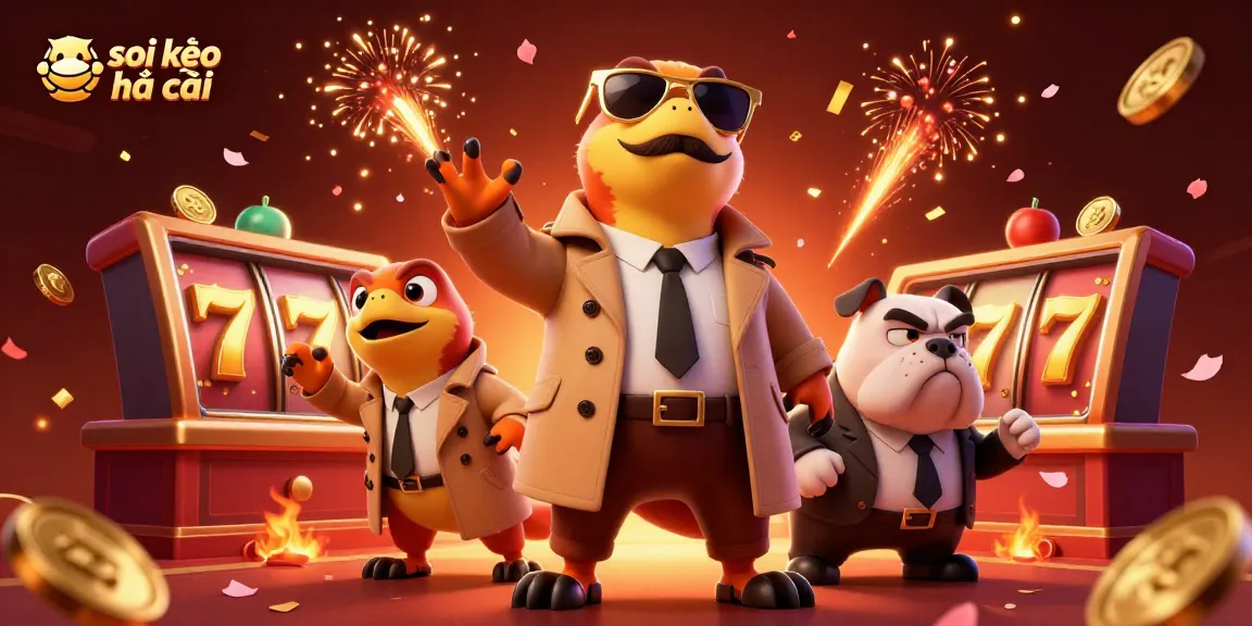 Experience katu soi kèo nhà cái in a dynamic casino scene with festive elements and energetic characters.