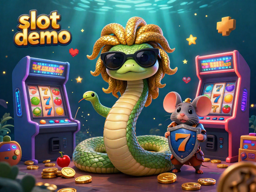 Engage with exciting slot demo action featuring Medusa and a warrior mouse in a vibrant casino scene.