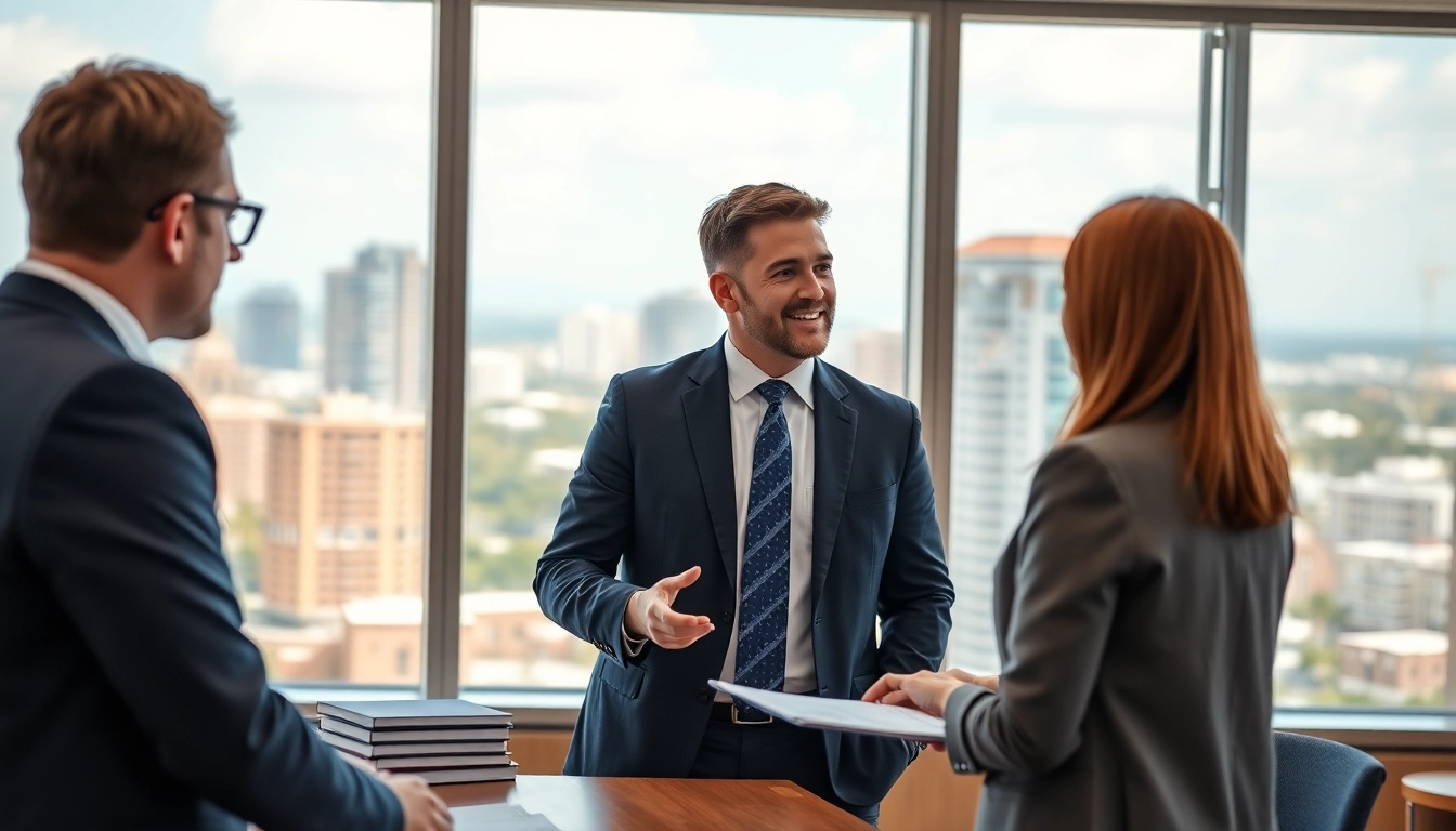 Consultation with a Boca Raton Real Estate Litigation Lawyer showcasing professionalism in a modern office.