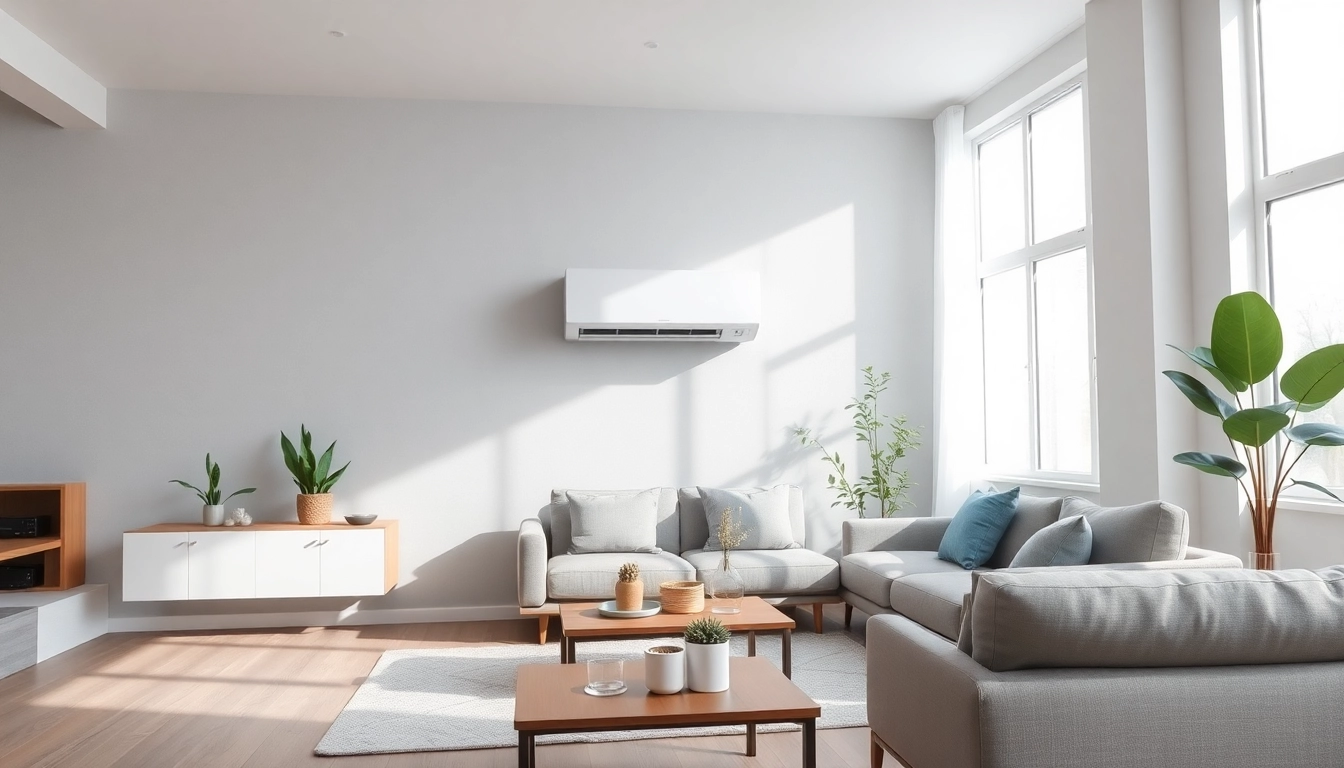 Highlighting a daikin mini split ac unit in a stylish living room showcasing modern décor.