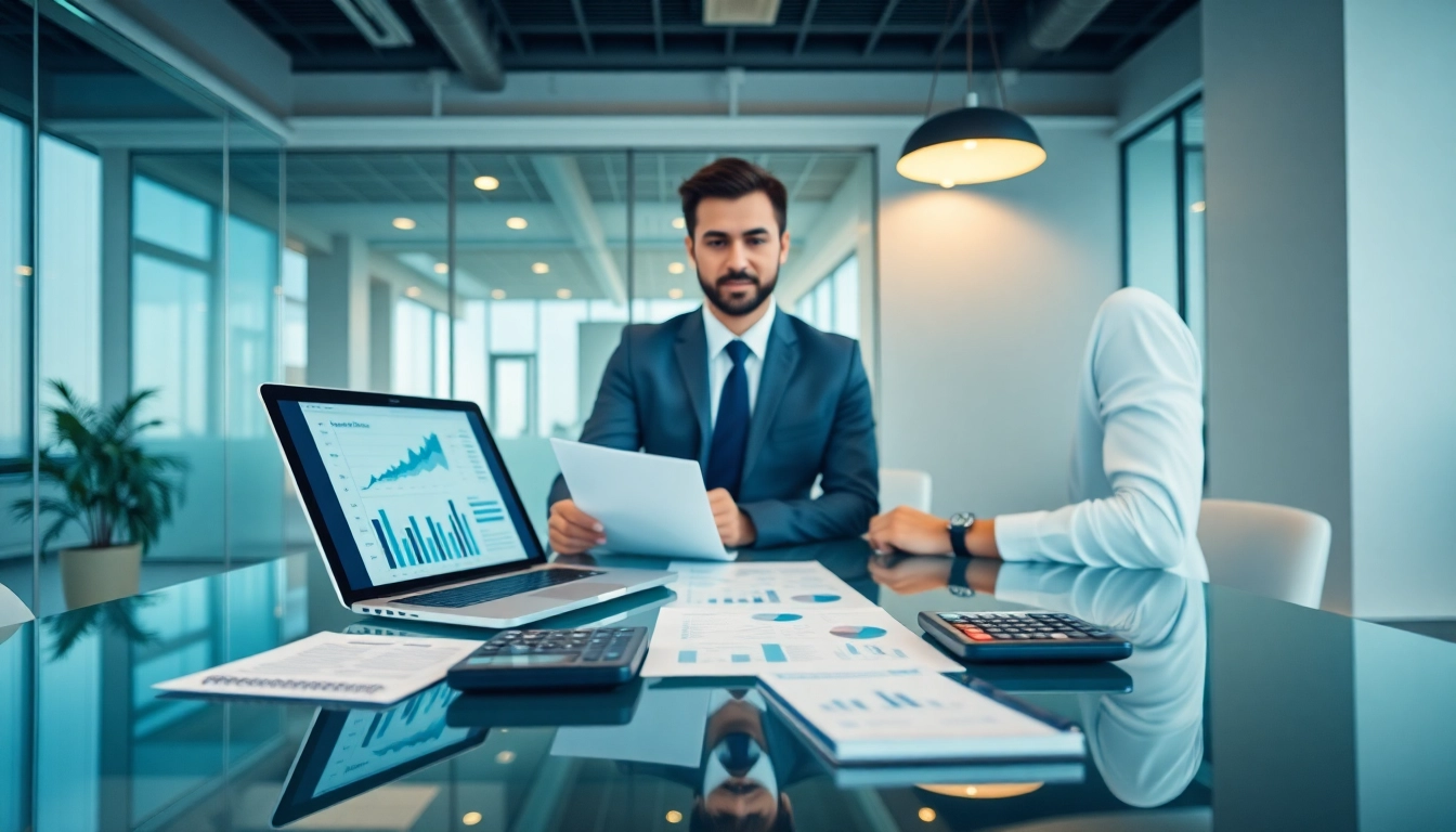 VAT Services in UAE consultation scene with accountants and financial charts