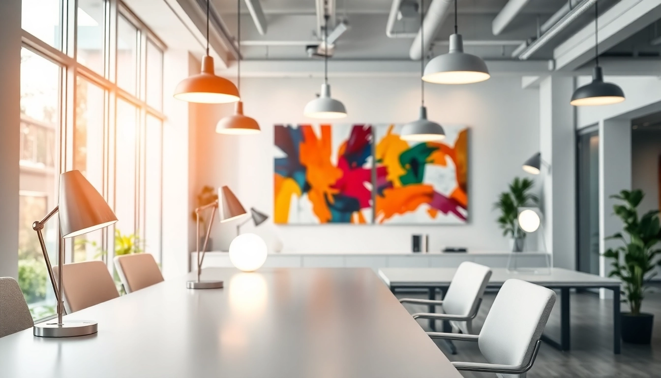 Showcasing innovative lighting solutions in a contemporary office setting.