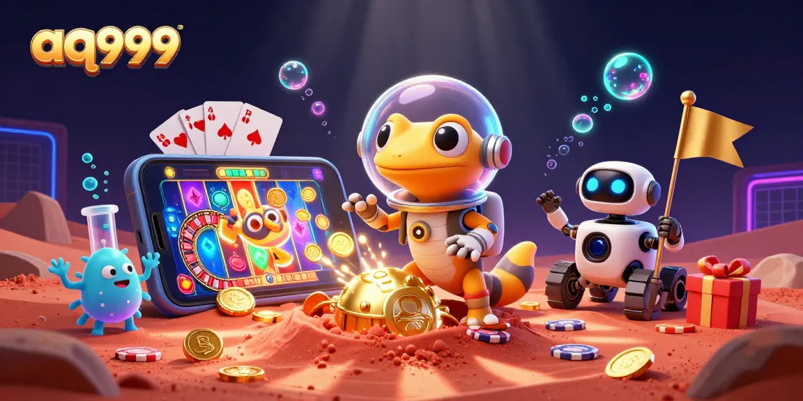 Engage with the vibrant gaming universe of aq999 as a Martian gecko discovers treasures of a cosmic casino.