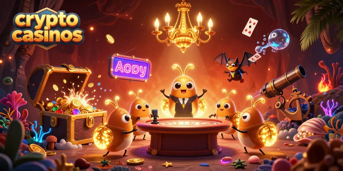 Jouez aux crypto casinos avec des lucioles éclairant une salle de jeux sous-marine.