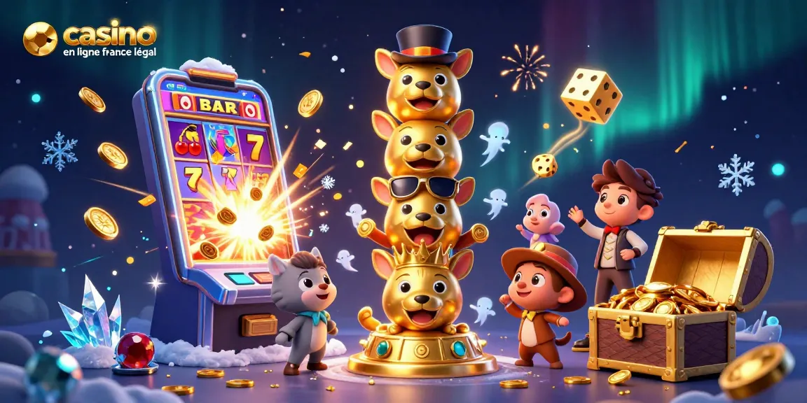 Illustration de jeux captivants dans un casino en ligne légal en France avec des machines à sous et de l'or