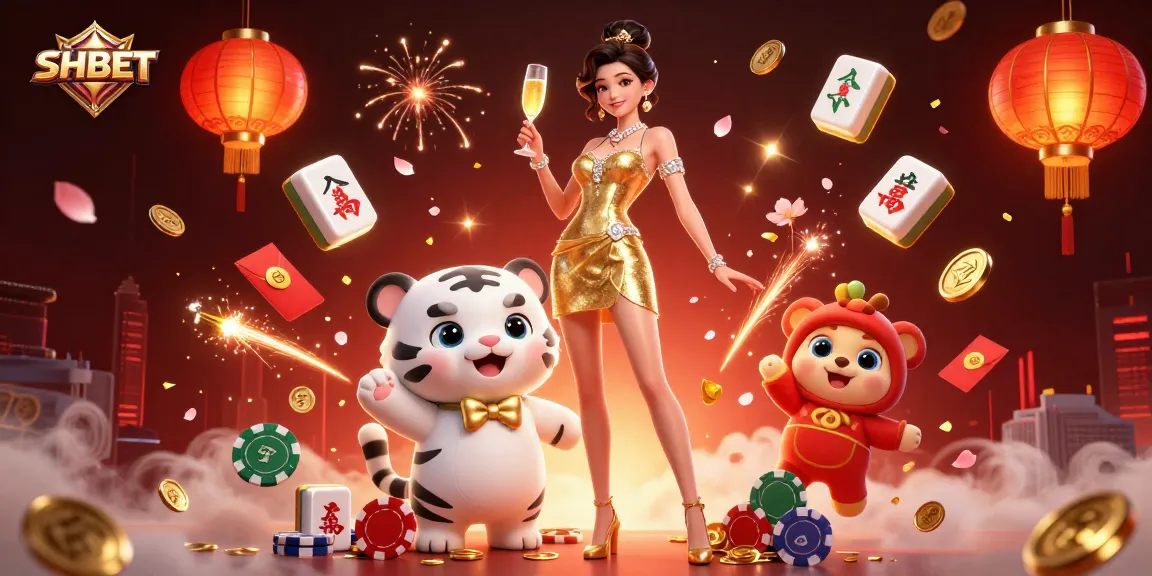 Join the excitement at SHBET with a glamorous 3D illustration of casino fun, showcasing winning moments.