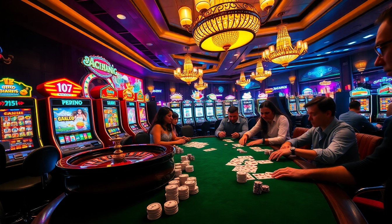Dynamic Slot Online machines attracting players in a vibrant casino setting with flashing lights.