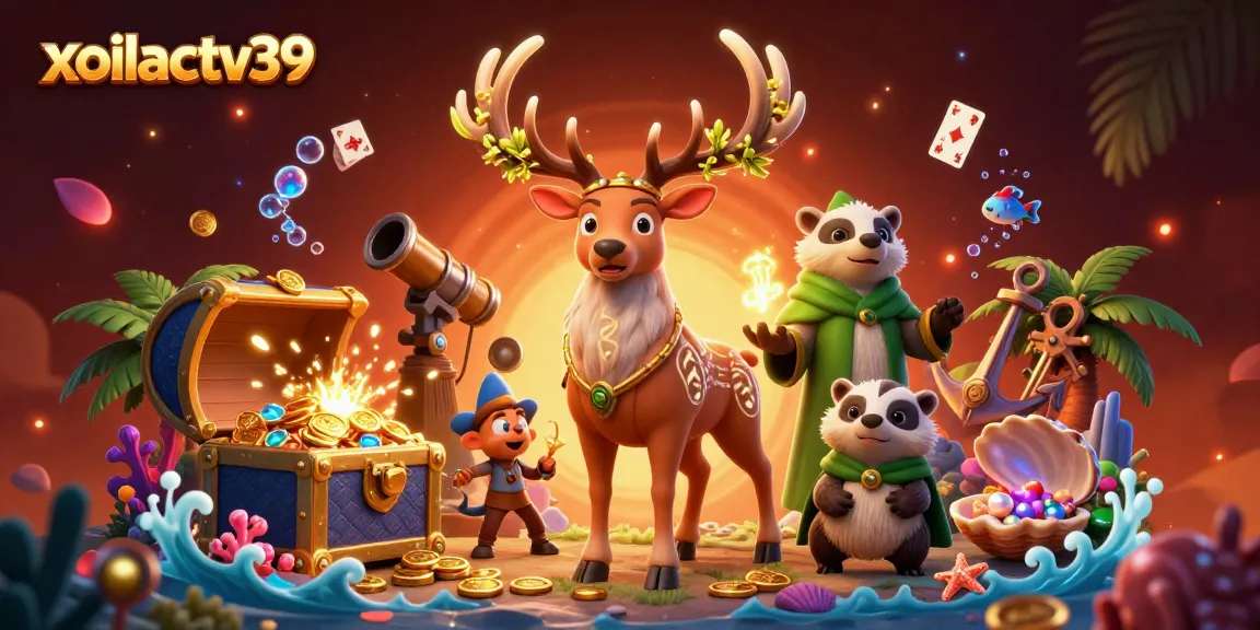 Experience the adrenaline of xoilactv39 with a vibrant fantasy 3D illustration blending gambling and mystical elements.