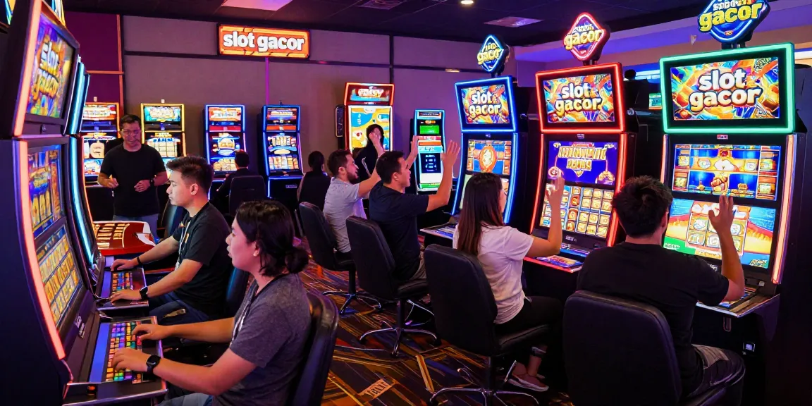 Exciting casino scene featuring players enjoying slot gacor machines with colorful animations and lively atmosphere.