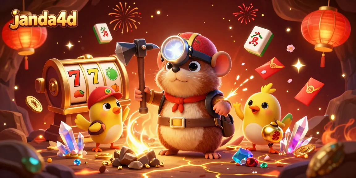 Gali kemenangan besar di janda4d dengan simbol slot dan harta dalam ilustrasi kasino.