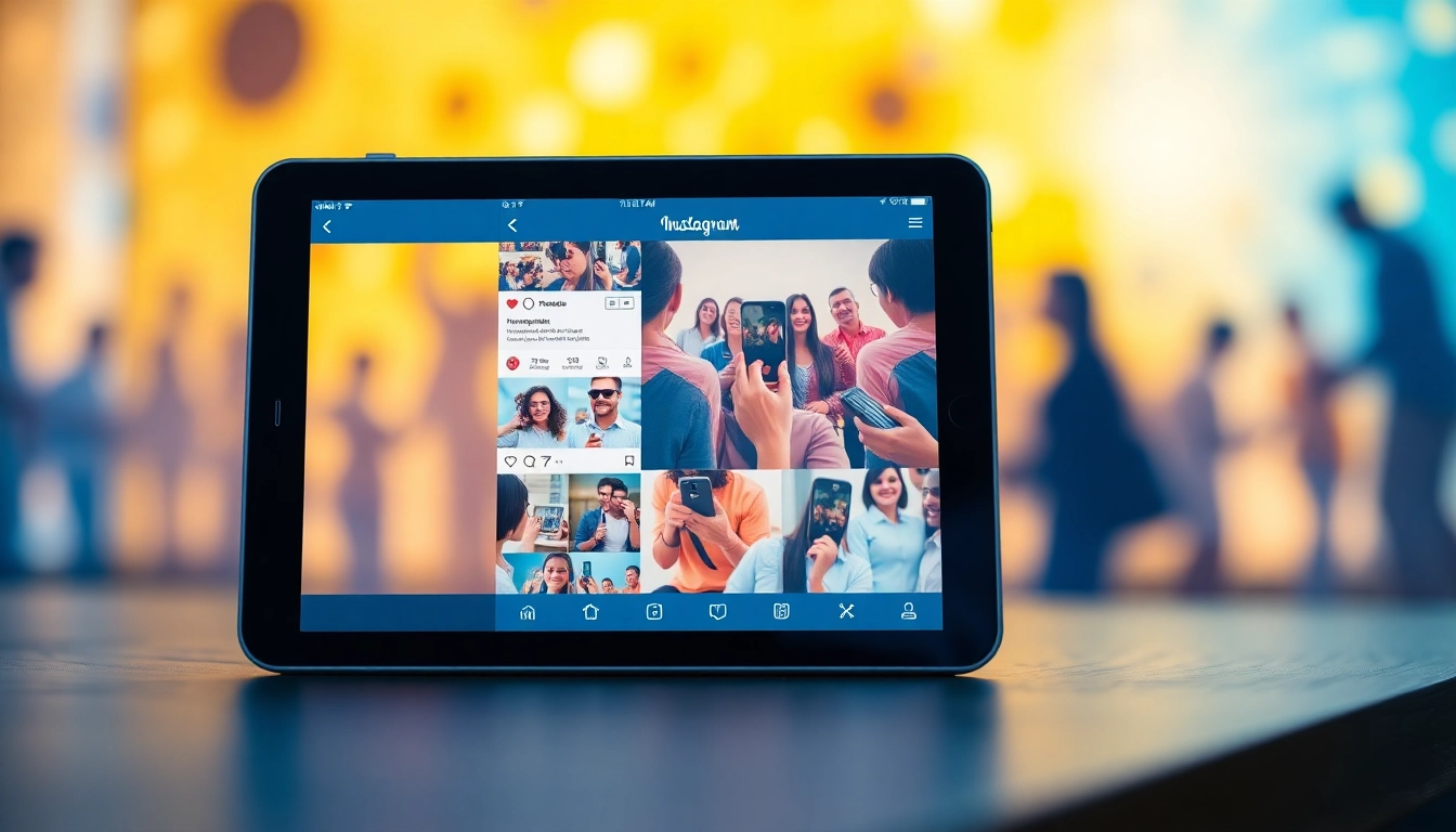 instagram フォロワー 購入を促す画面と成長する統計を描いたビジュアル。