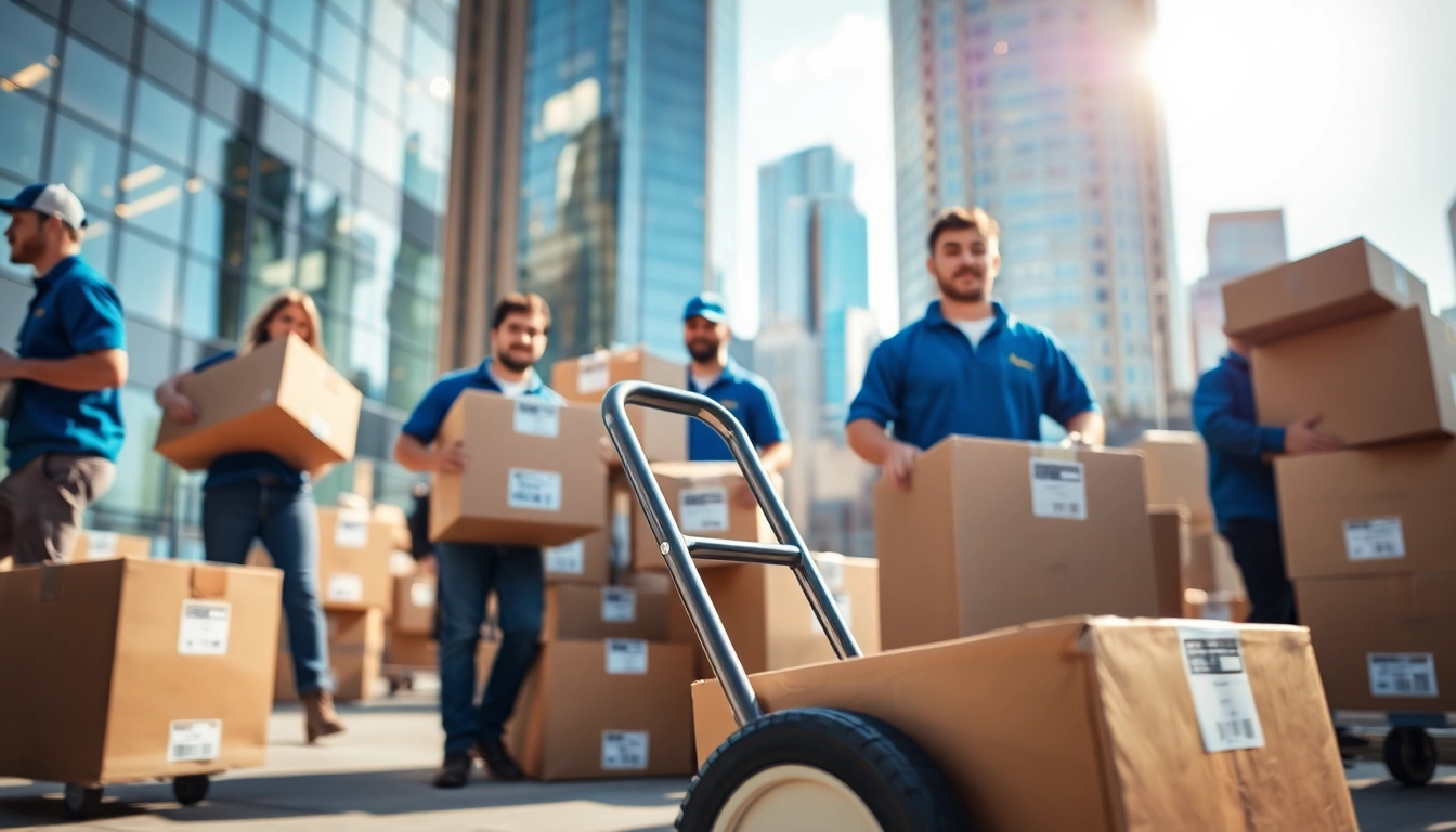 Movers in Calgary preparing boxes for relocation, highlighting professional moving companies calgary services.
