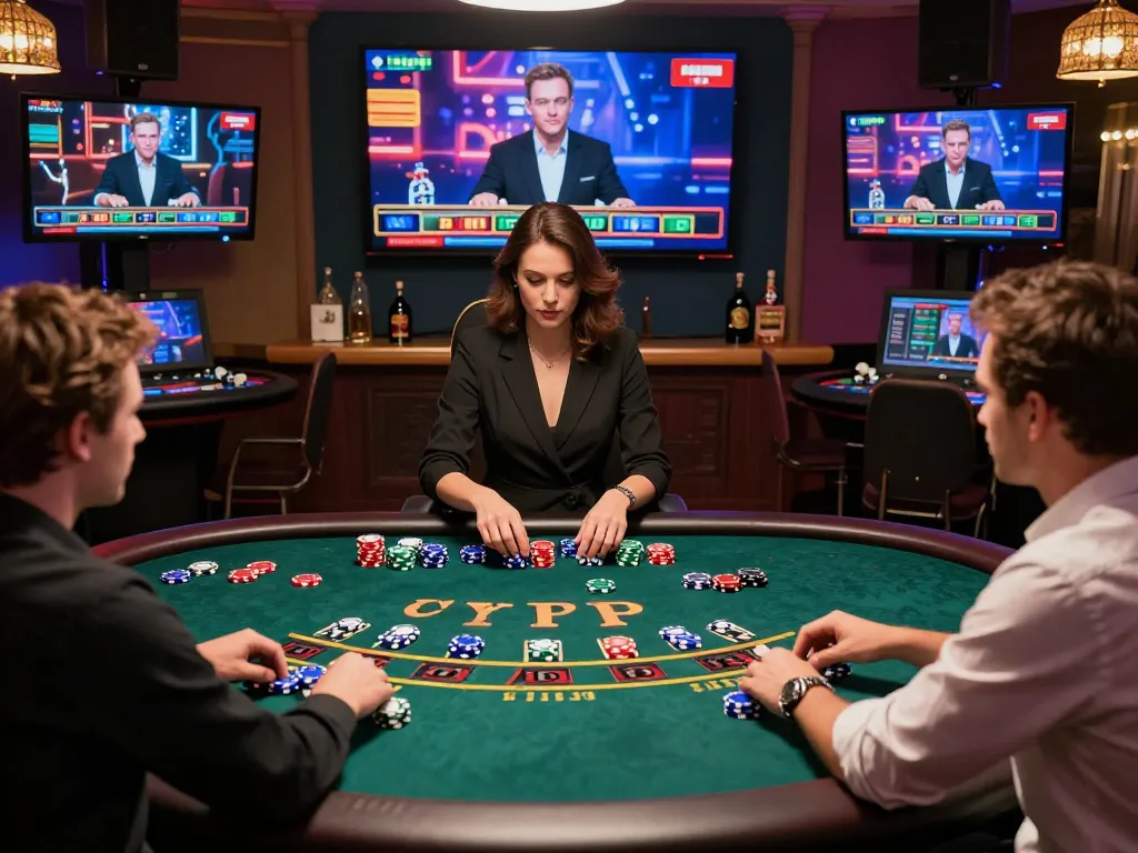 Engaged players enjoying a baccarat game at a virtual casino, showcasing the vibrant baccarat사이트 atmosphere.