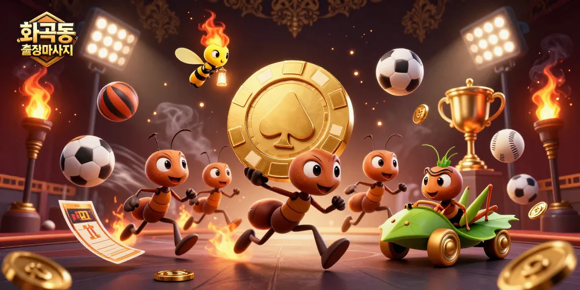 Experience the thrill of 화곡동출장마사지 with vibrant action as ants carry a giant poker chip.