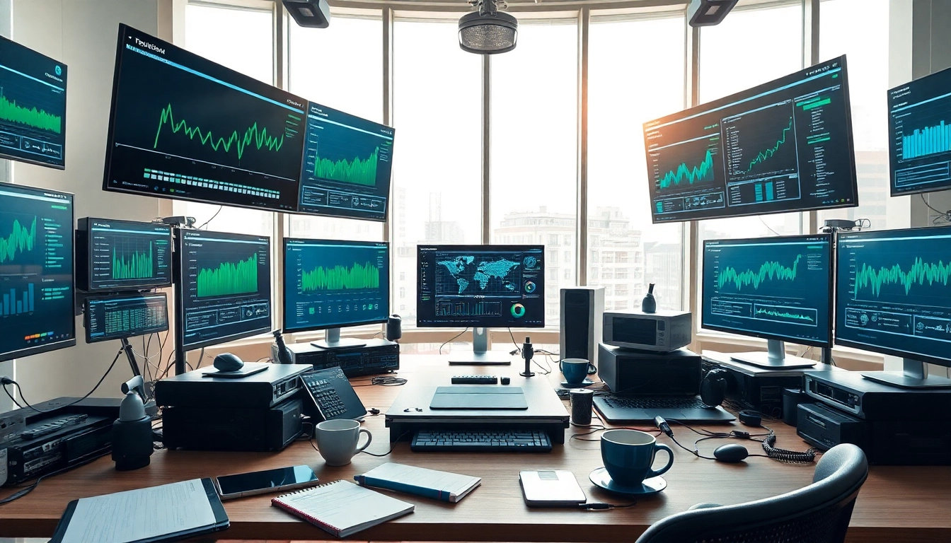 Engaging technology workspace highlighting advanced gadgets and data analysis tools.