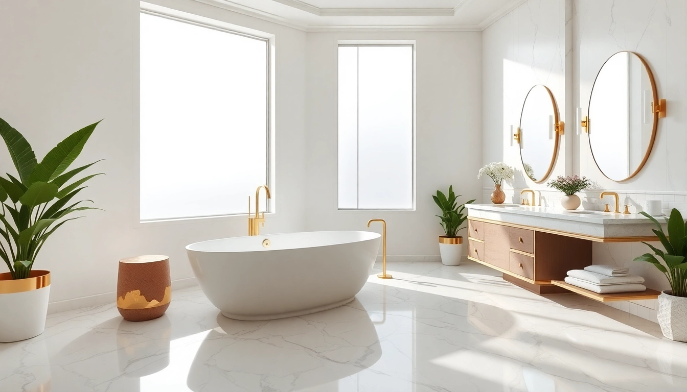 Relaxing bathroom remodel near me featuring modern design elements and natural light.