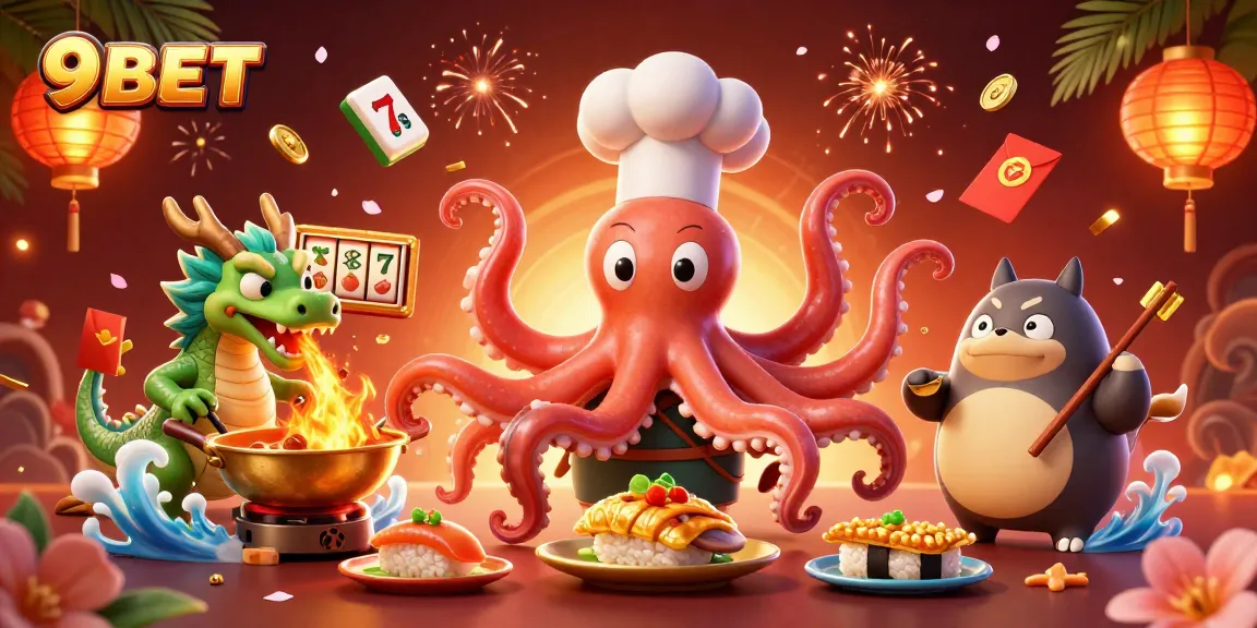 Experience thrilling gameplay and chances to win with 9BET's vibrant casino illustration.
