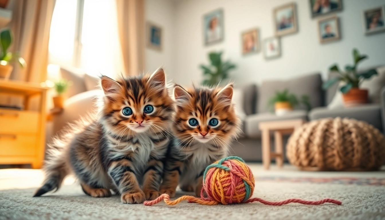 Adorable Maine Coon kittens for sale Bay Area playing with a yarn ball in a cozy living room.